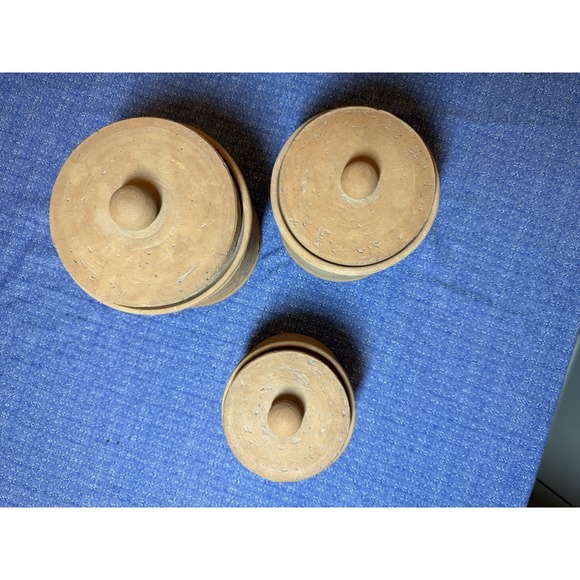 Handmade Italian Terracotta Canister Set of 3 Lidded Rustic Kitchen Storage Jars